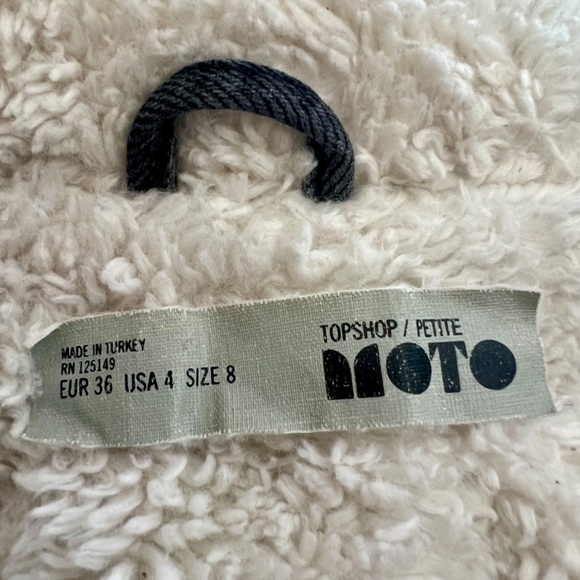 Topshop Moto Sherpa Lined Black Denim Jacket - Picture 9 of 11